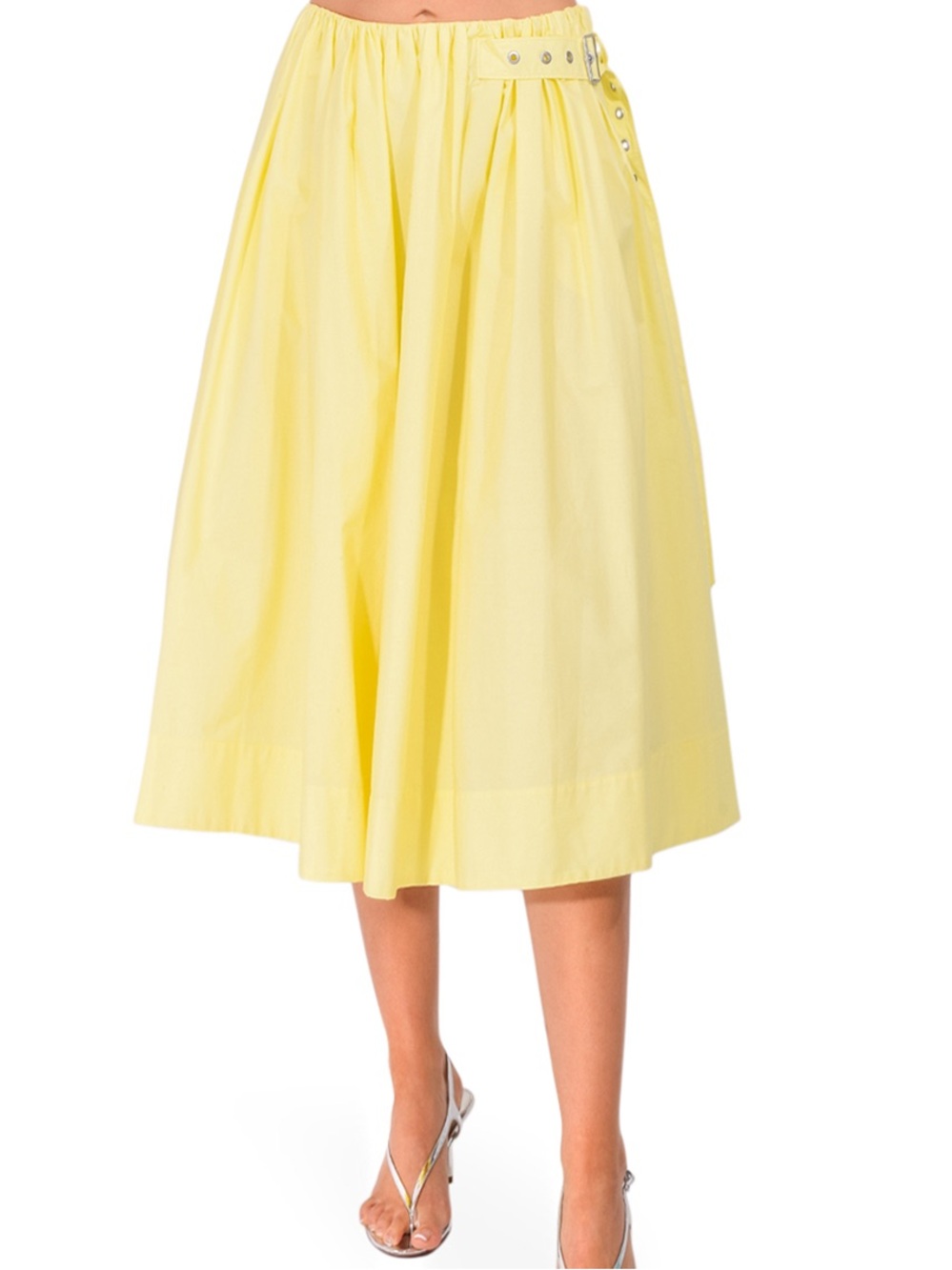 Yellow Vintage Midi A-Line Skirt Wrap